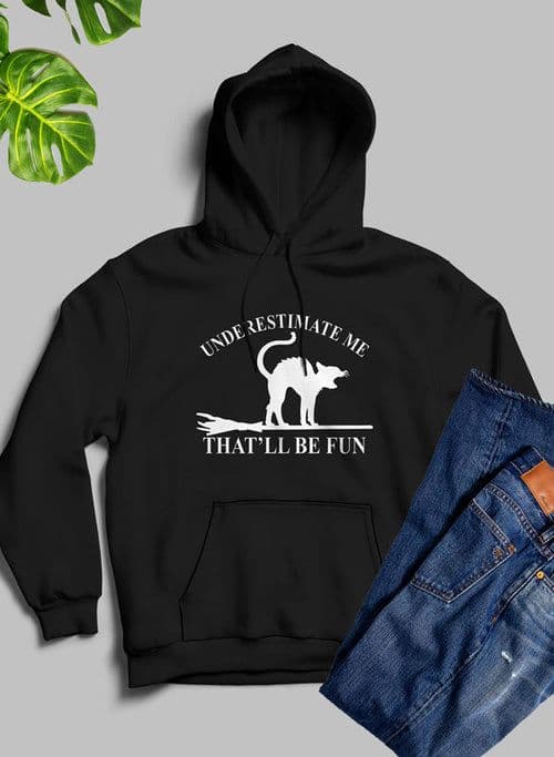 image-Underestimate Me Black Cat Hoodie
