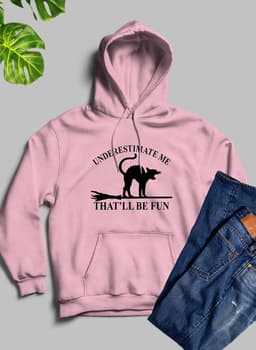 image-Underestimate Me Black Cat Hoodie