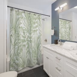 image-Green Leaves Outline Shower Curtain