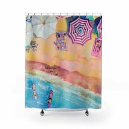 image-Colorful Day at the Beach Shower Curtains Home Decor