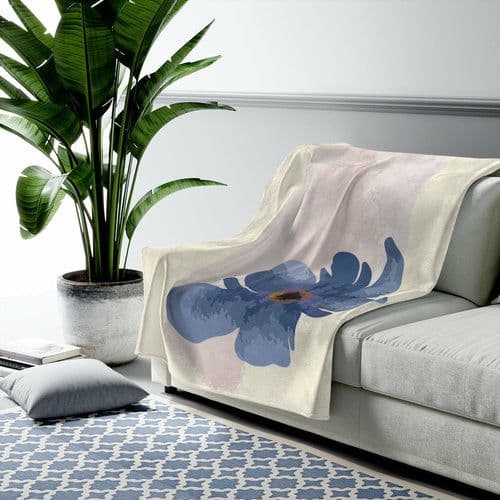image-Abstract Floral Blanket Plush Throw