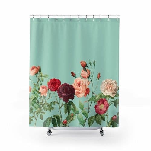image-Rose Garden in Teal Shower Curtains Home Decor