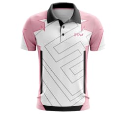 image-Men's Printed Polyester Short Sleeve T-Shirt colro Pink, White