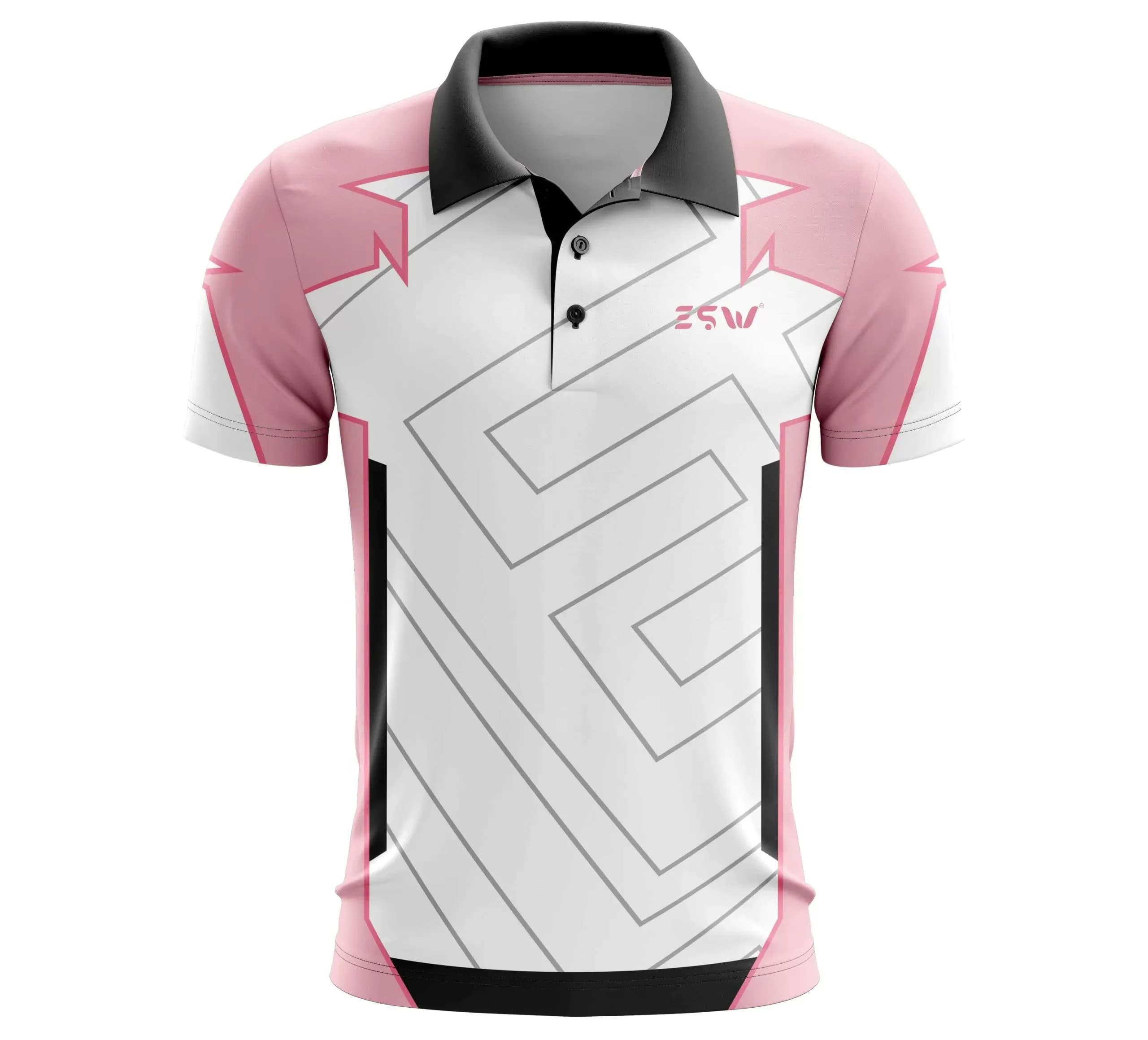 image-Men's Printed Polyester Short Sleeve T-Shirt colro Pink, White