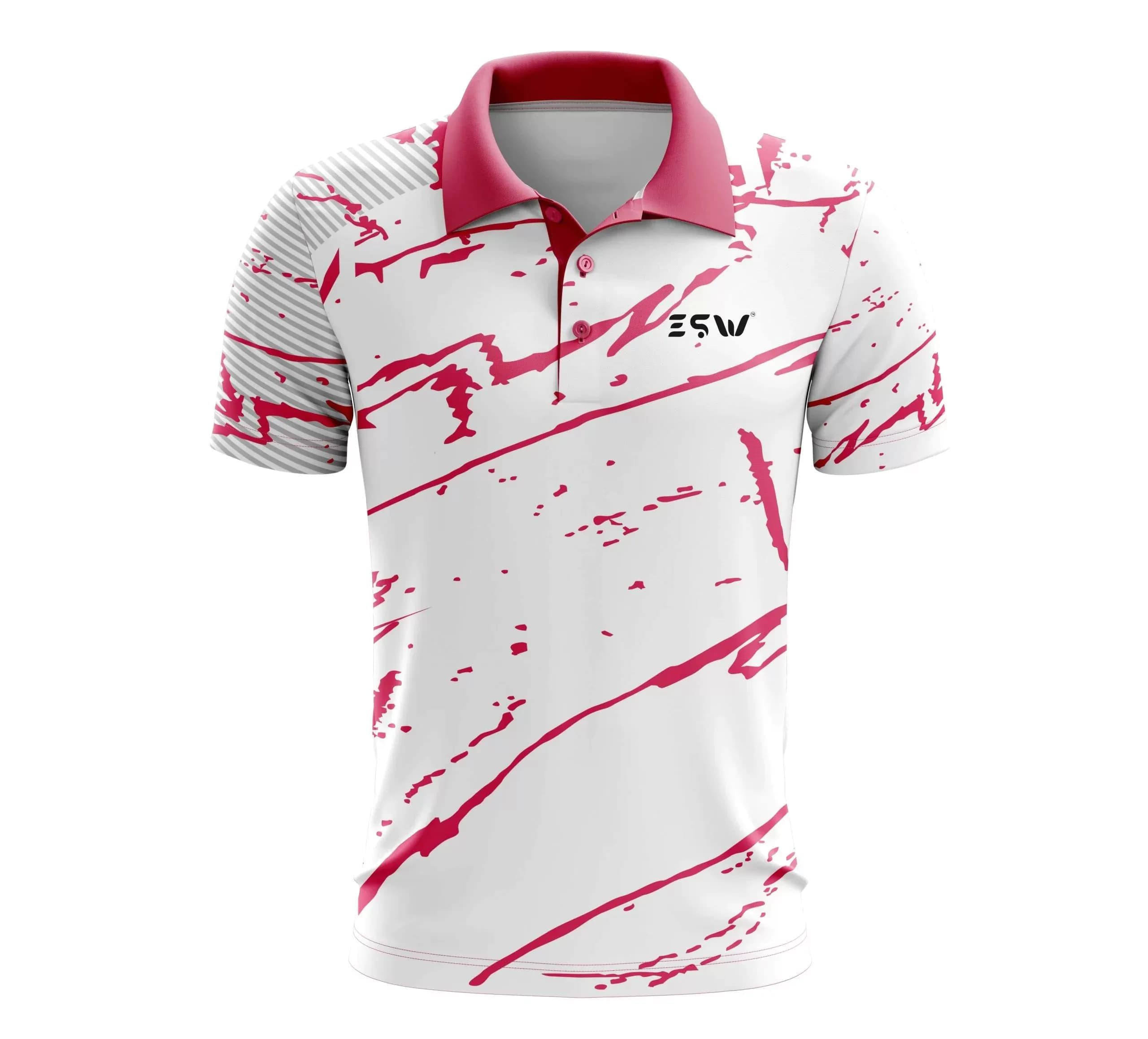 image-Men's Printed Polyester Athletic T-Shirt Color White& Pink