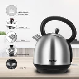 image-Stainless Steel Inner Pot and Lid Electric Kettle with Water Filter