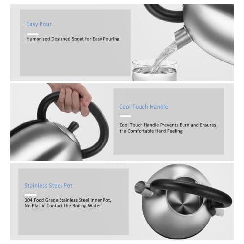 image-Stainless Steel Inner Pot and Lid Electric Kettle with Water Filter