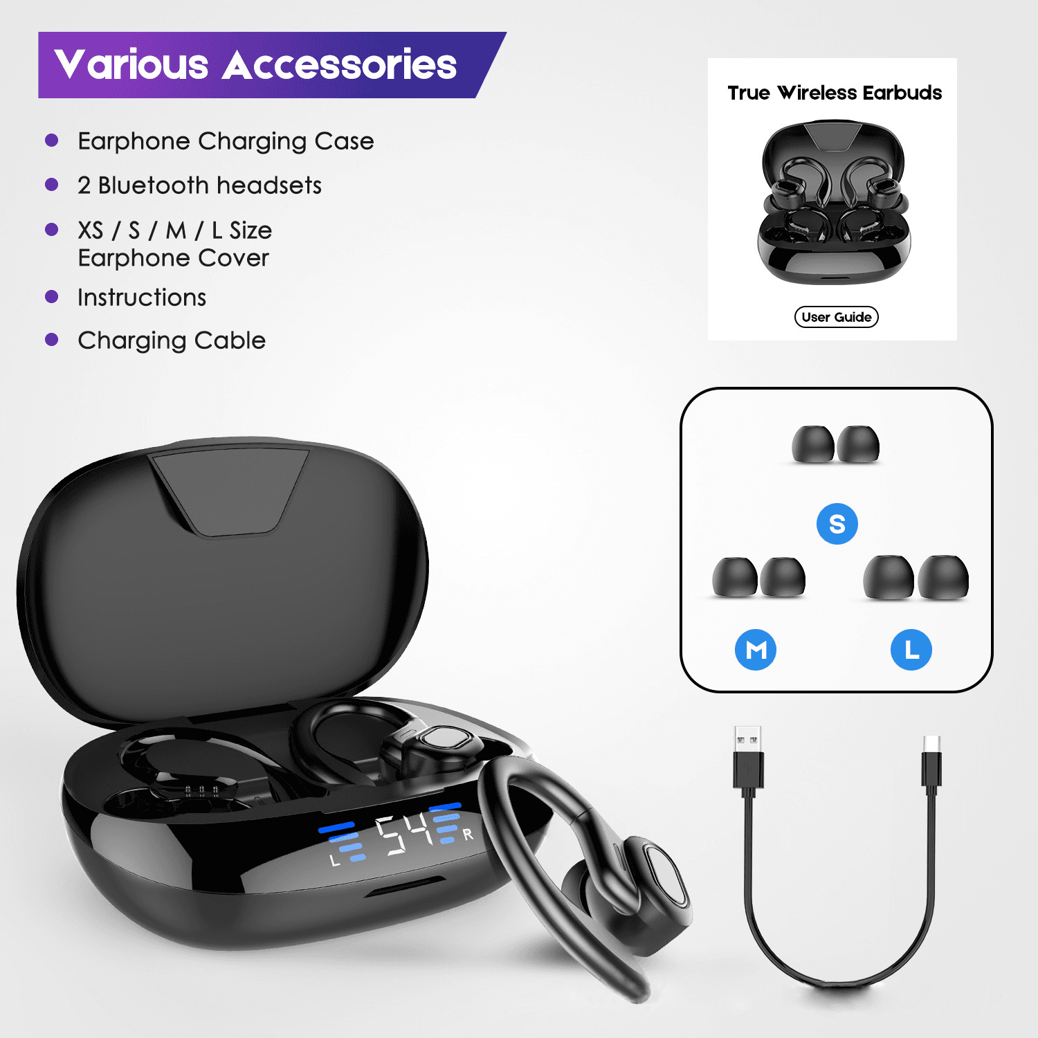 image-LED Display TWS Sport Bluetooth V5.0 Headset For Iphone Huawei