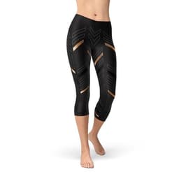 image-Womens Sports Stripes Black Capri Leggings