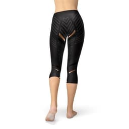 image-Womens Sports Stripes Black Capri Leggings