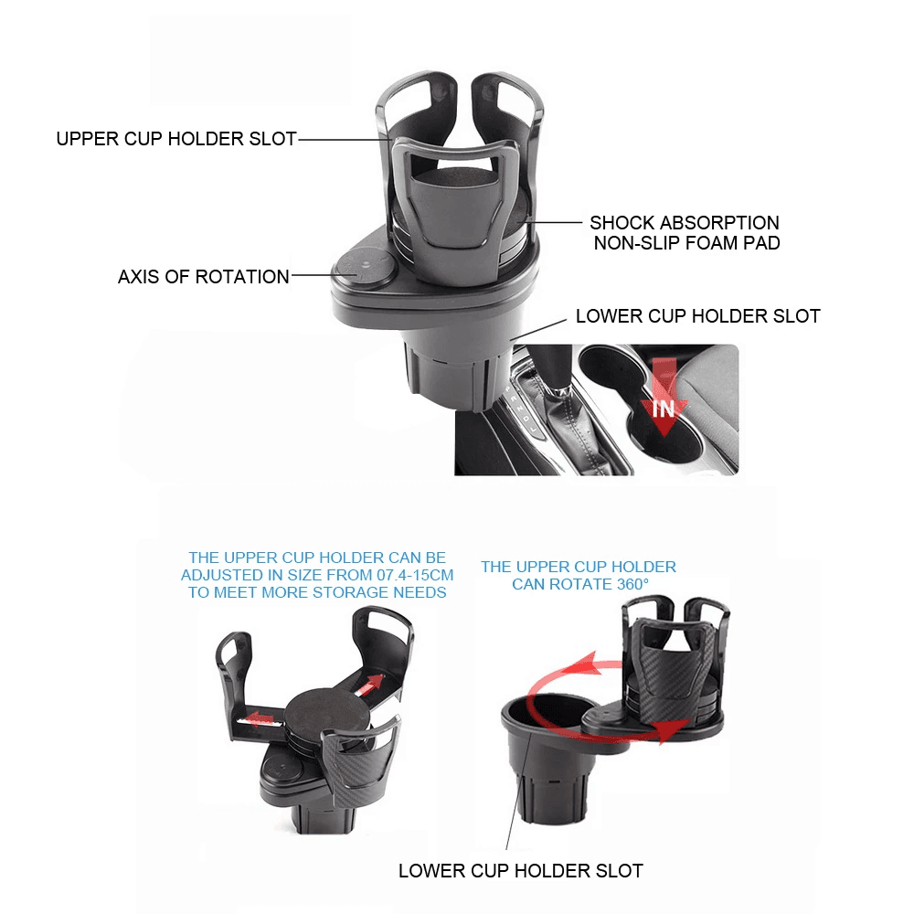 image-Multifunctional Car Cup Holders Car Drink Cup Bottle Holder