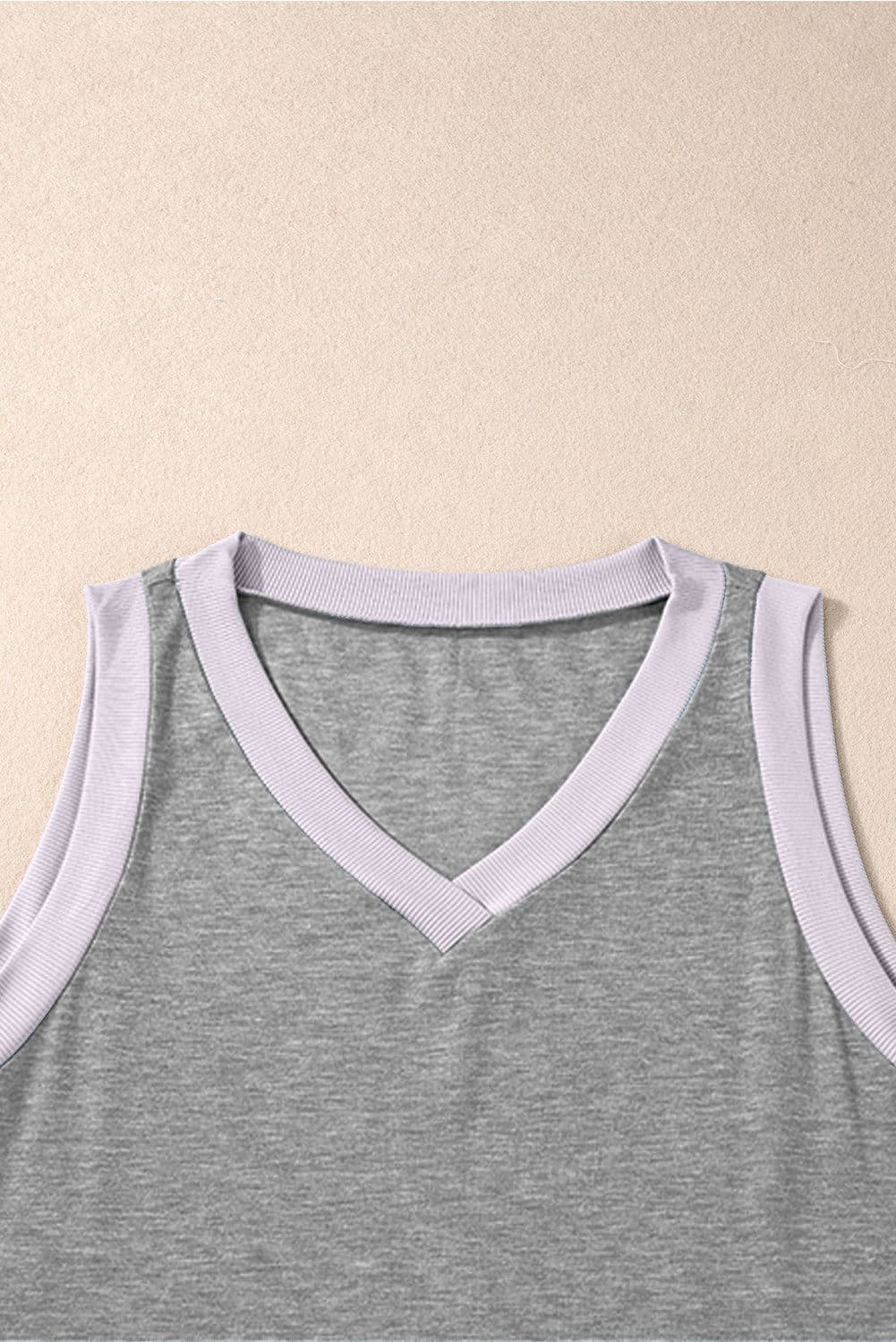 image-Mist Green Ribbed V Neck Tank