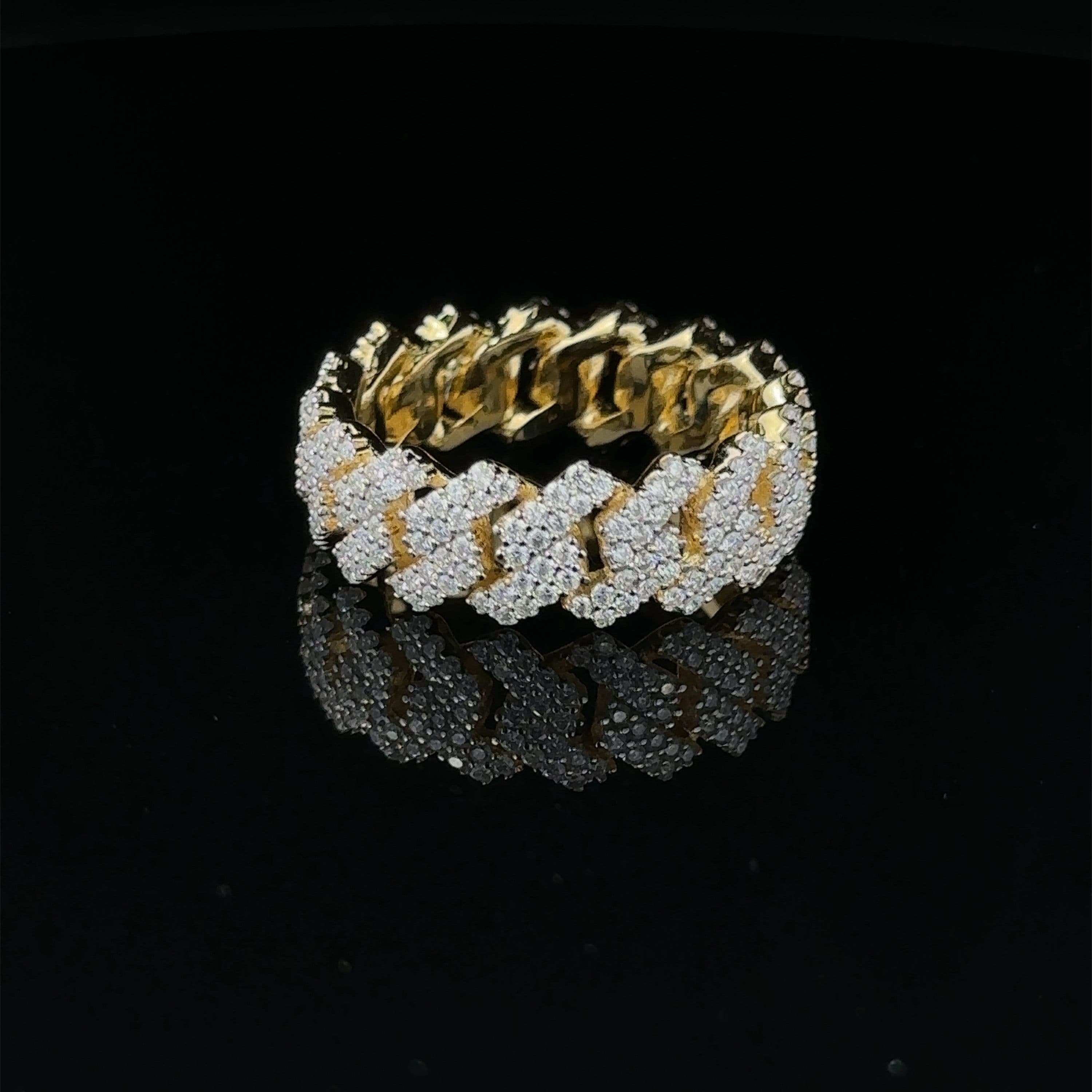 image-SERENZO 925 MOISSANITE MENS YELLOW GOLD ICED OUT RING | 995552
