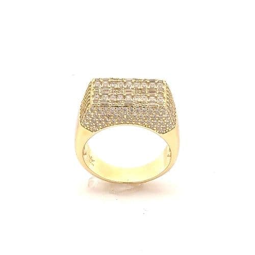 image-SERENZO 925 MOISSANITE MENS YELLOW GOLD ICED OUT RING | 995552