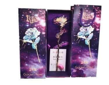 image-24K Luminous Color Gold Rose Flower Set