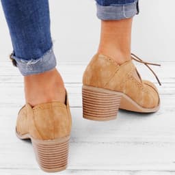 image-Large Size Brown Retro Sandals - High Heel Chunky 6-8CM PU