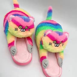 image-Cute Cat Hug Plush Cotton Slippers