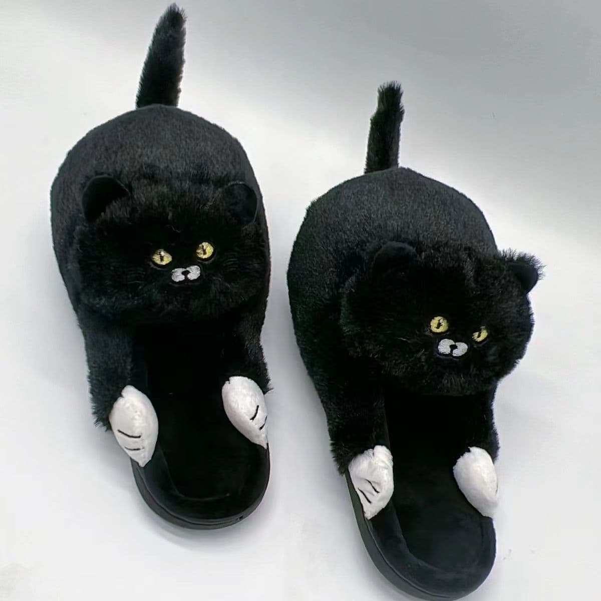 image-Cute Cat Hug Plush Cotton Slippers