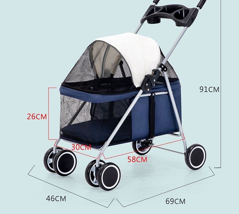 image-Pet Stroller Lightweight Folding Pet Cat Dog Rabbit Easy Installation Trolley