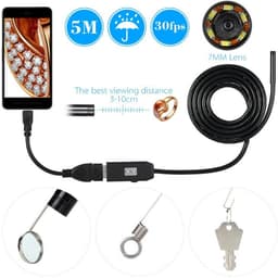 image-OWSOO 6 LED 7MM USB Endoscope Camera 5M Waterproof USB Wire Snake Tube Inspection Borescope For OTG Compatible Android Phones