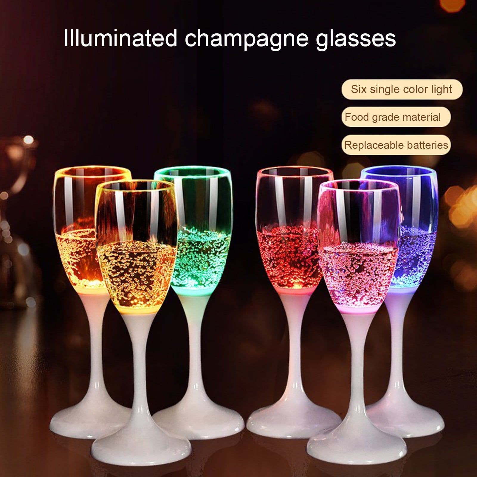 image-Led Cup Food Grade PS Plastic Goblet Wedding Party Pouring Water Is Bright Champagne Glass Factory Direct Supply