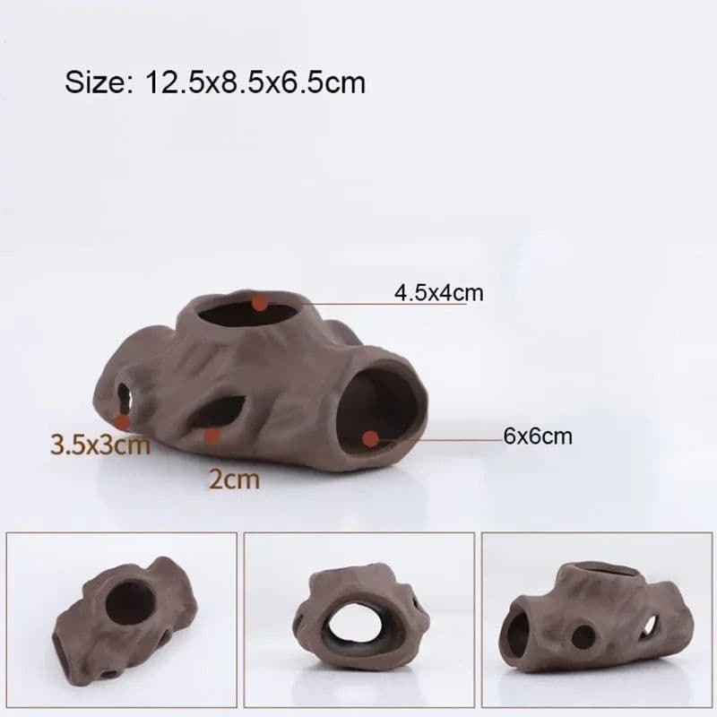 image-Large Ceramic Aquarium Decoration Fish Shrimps Shelter House Pottery Scorpion House Canister Simulation Stone Fish Tank Decors