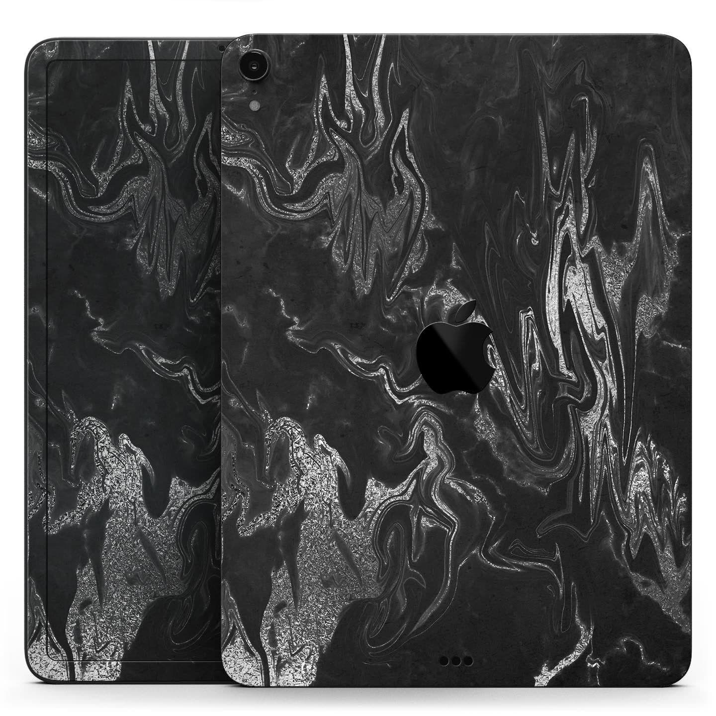 image-Black & Silver Marble Swirl V1 - Full Body Skin Decal for the Apple