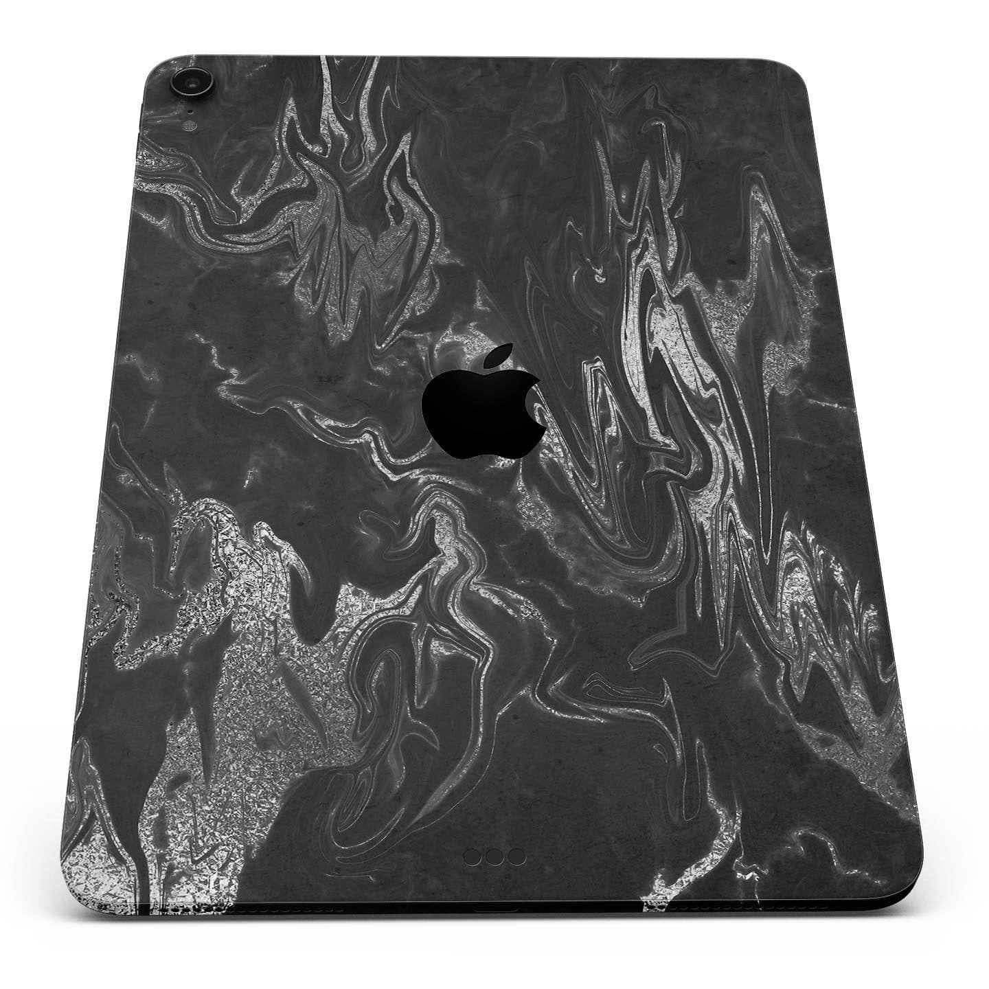 image-Black & Silver Marble Swirl V1 - Full Body Skin Decal for the Apple