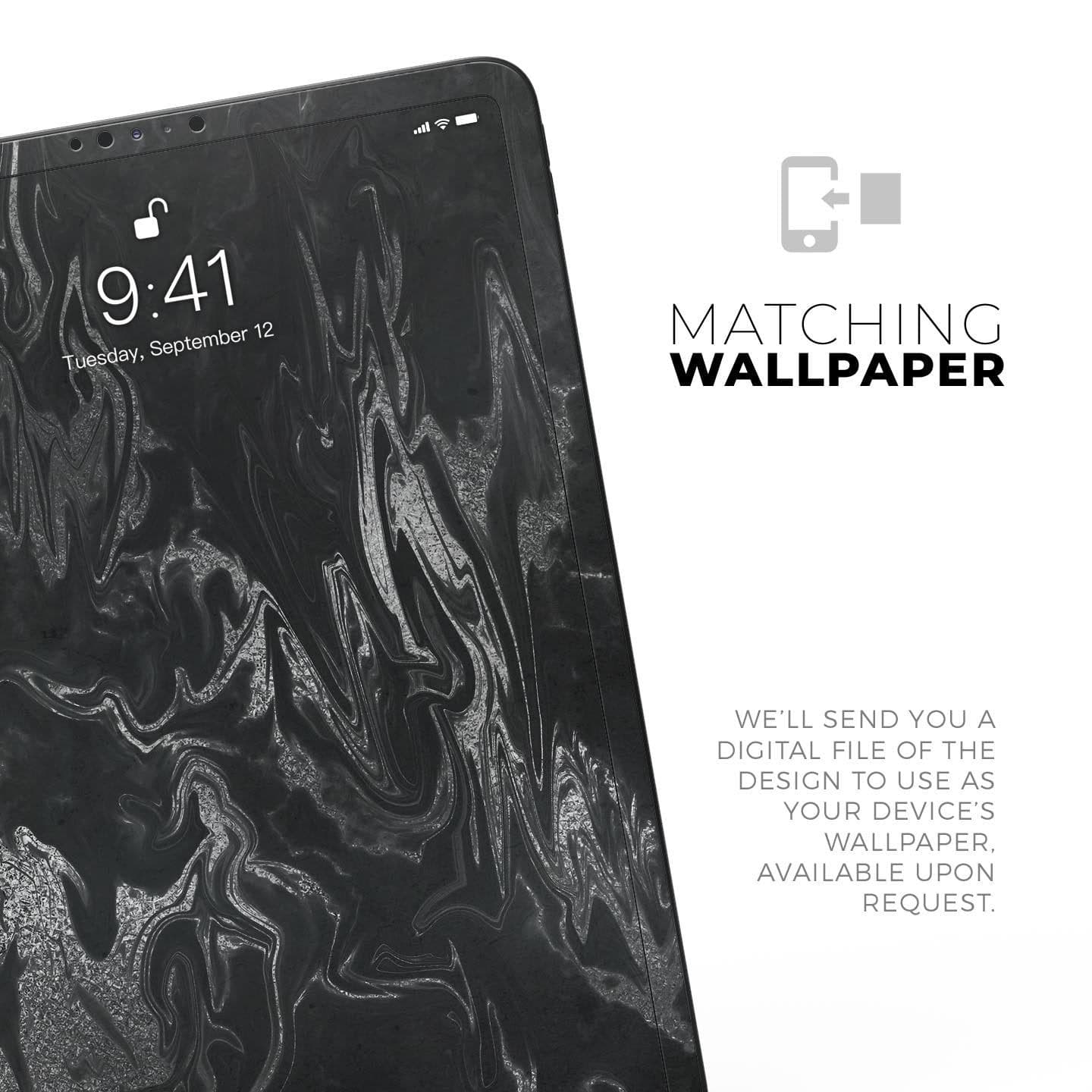 image-Black & Silver Marble Swirl V1 - Full Body Skin Decal for the Apple