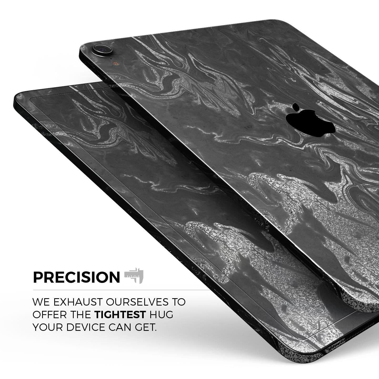 image-Black & Silver Marble Swirl V1 - Full Body Skin Decal for the Apple