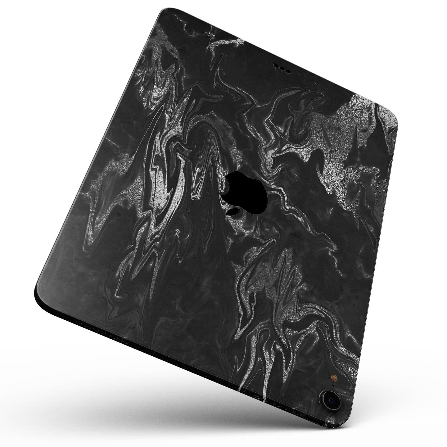 image-Black & Silver Marble Swirl V1 - Full Body Skin Decal for the Apple