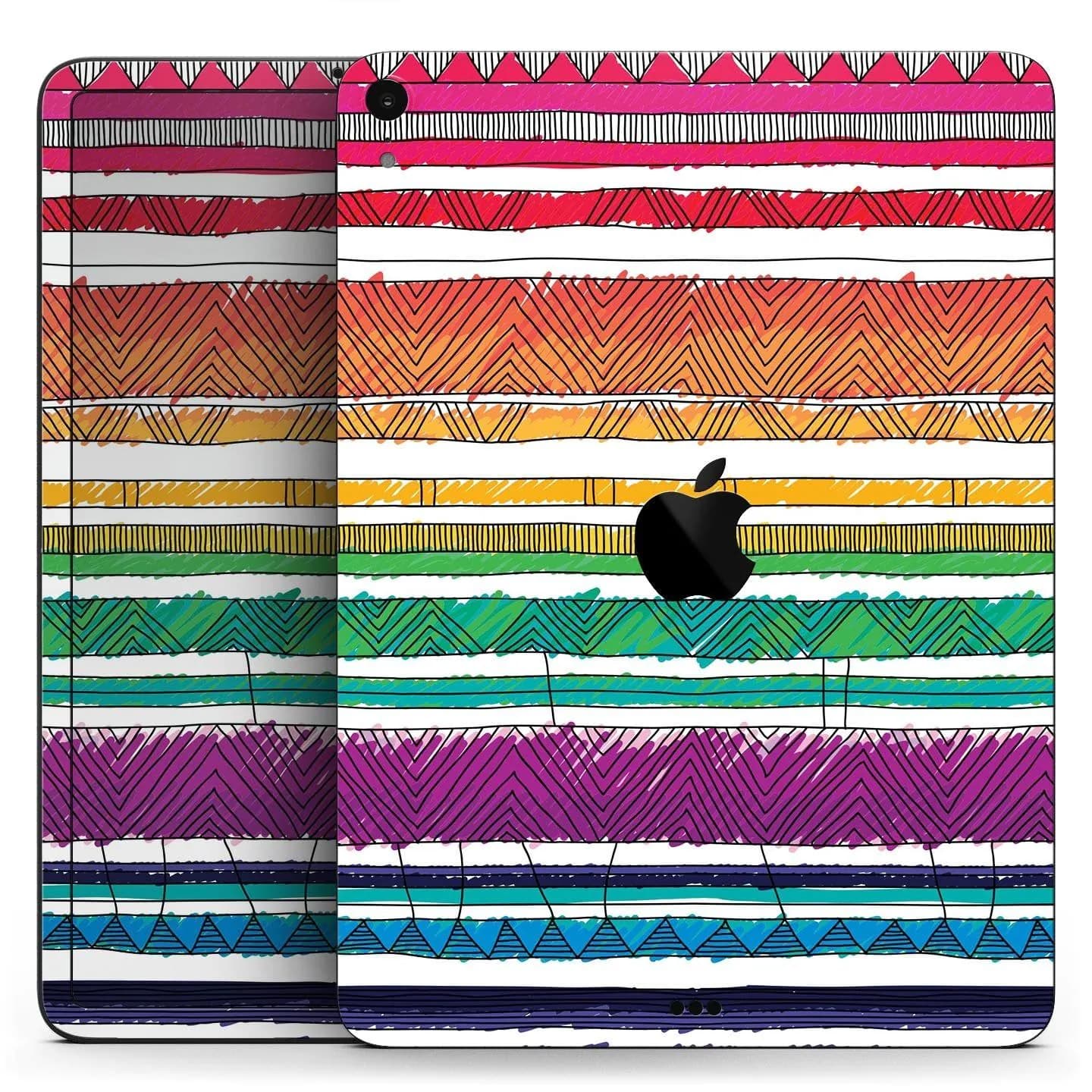 image-Crayon Colored Doodle Patterns - Full Body Skin Decal for the Apple