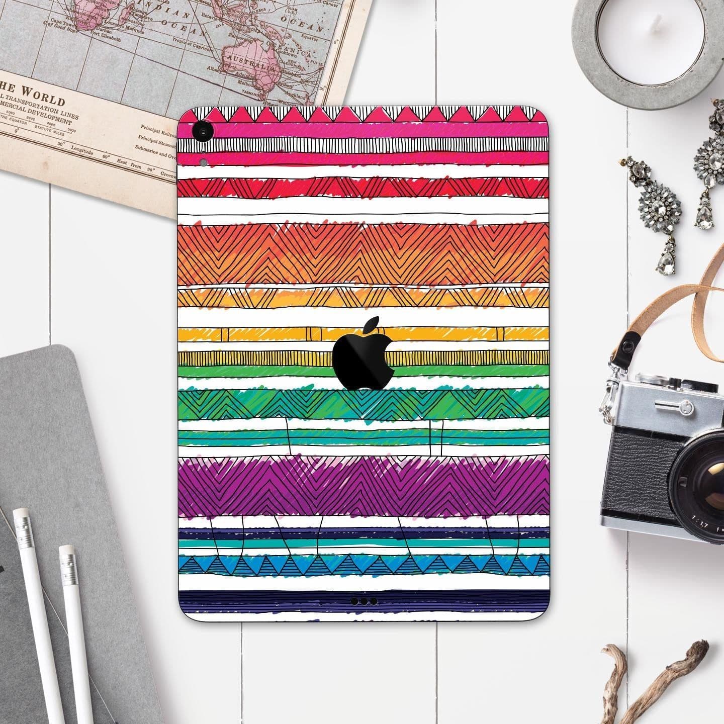 image-Crayon Colored Doodle Patterns - Full Body Skin Decal for the Apple