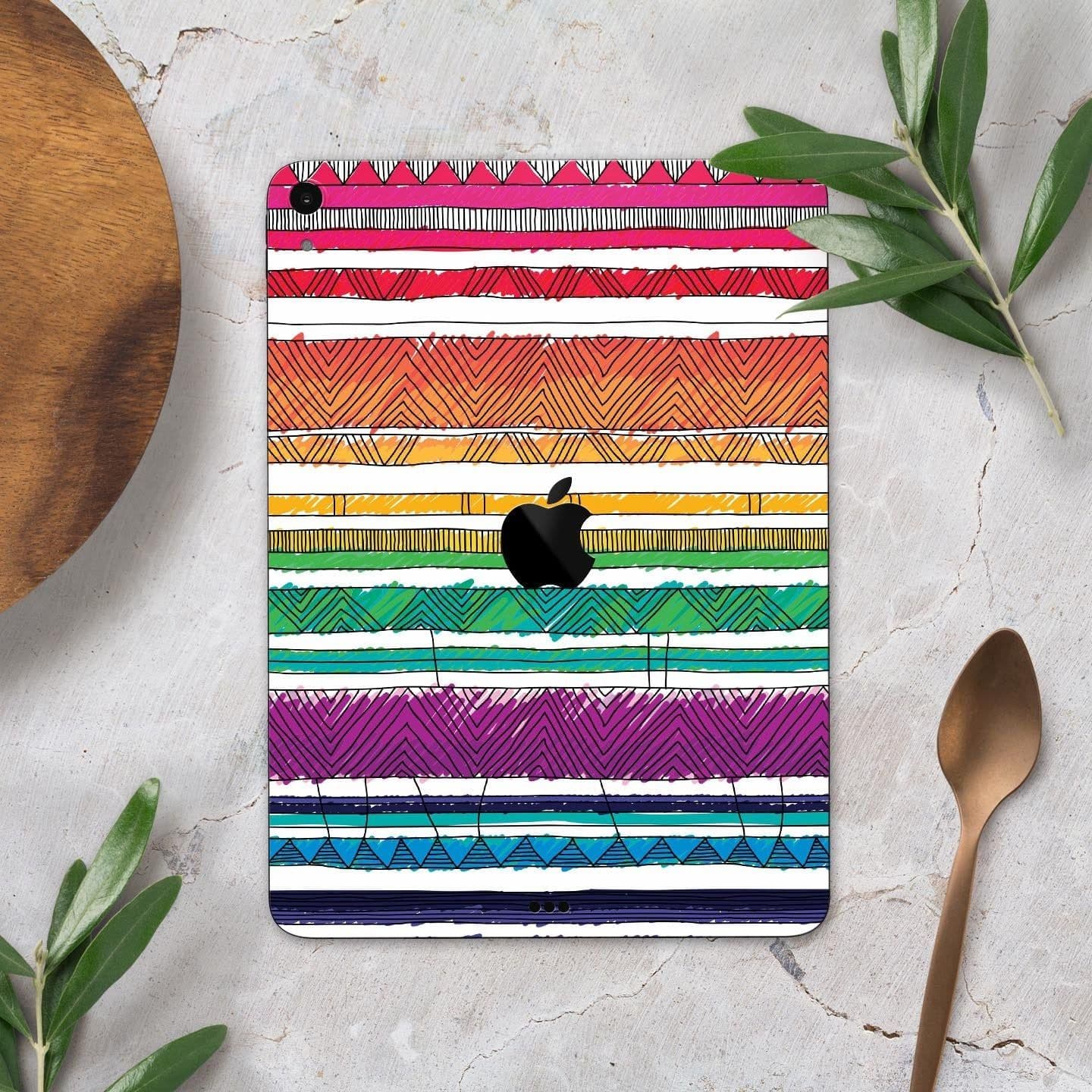 image-Crayon Colored Doodle Patterns - Full Body Skin Decal for the Apple