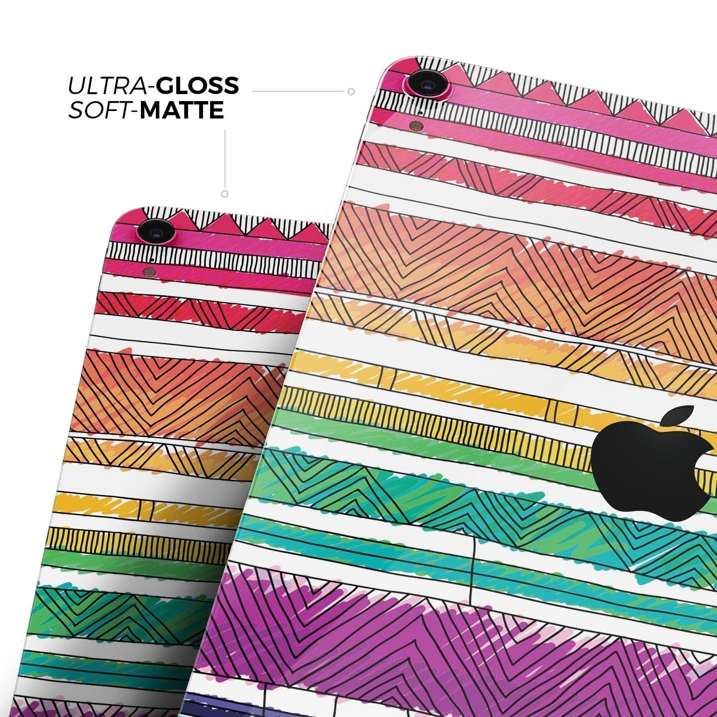 image-Crayon Colored Doodle Patterns - Full Body Skin Decal for the Apple