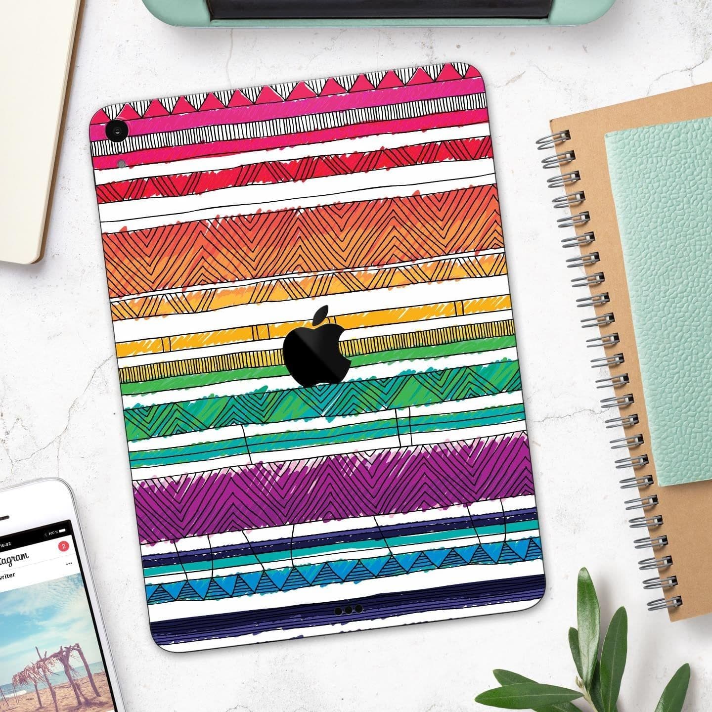 image-Crayon Colored Doodle Patterns - Full Body Skin Decal for the Apple