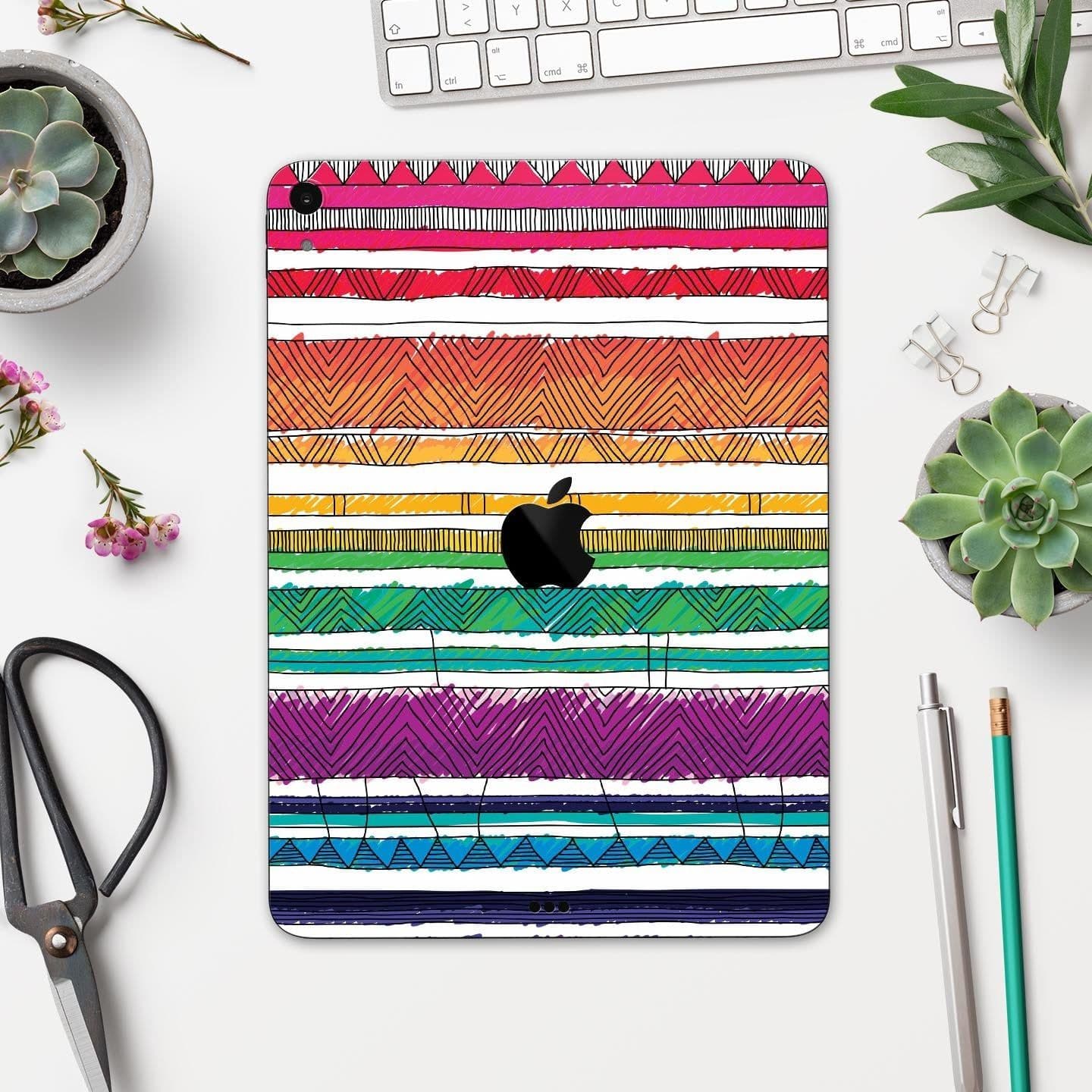 image-Crayon Colored Doodle Patterns - Full Body Skin Decal for the Apple