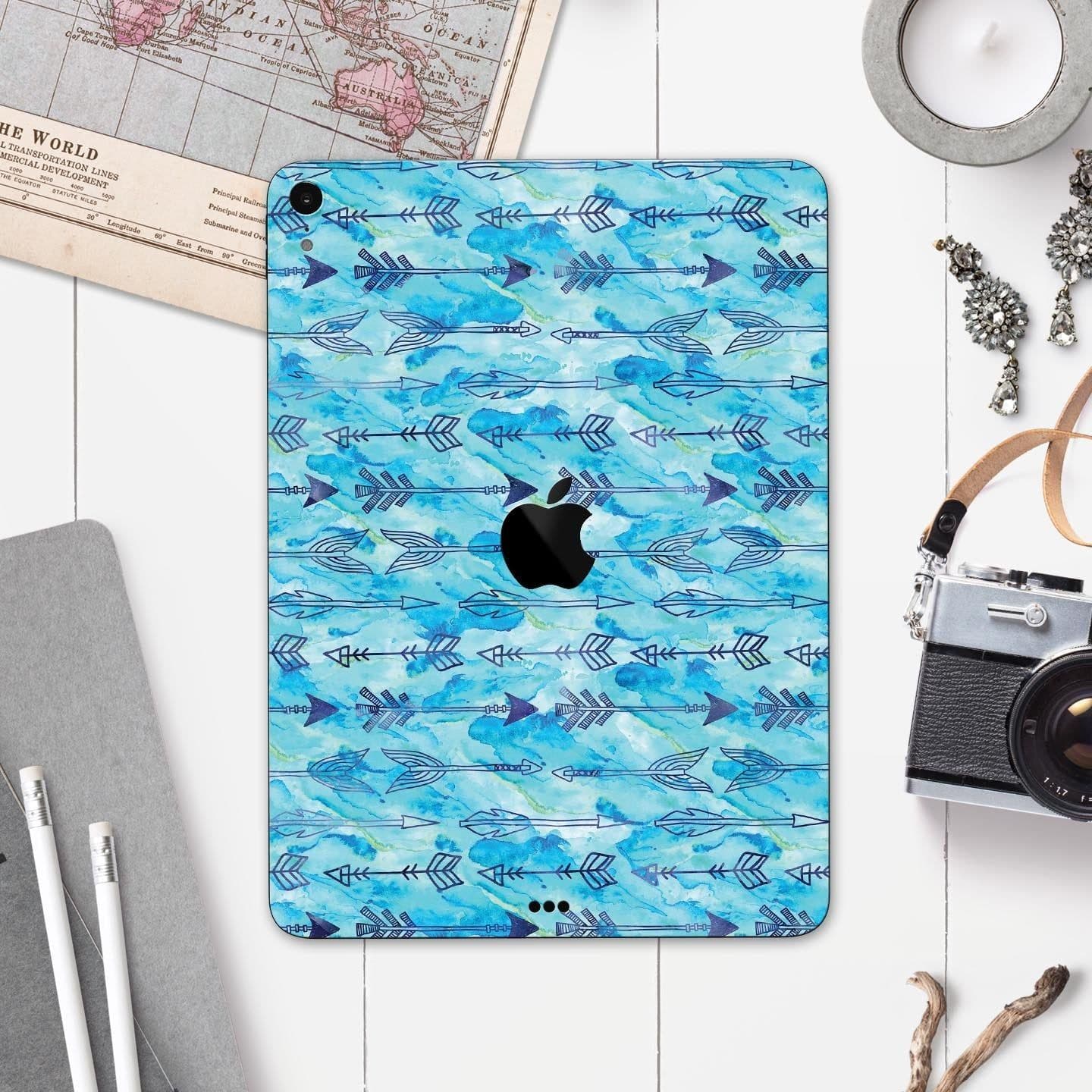 image-Blue Tribal Arrow Pattern - Full Body Skin Decal for the Apple iPad