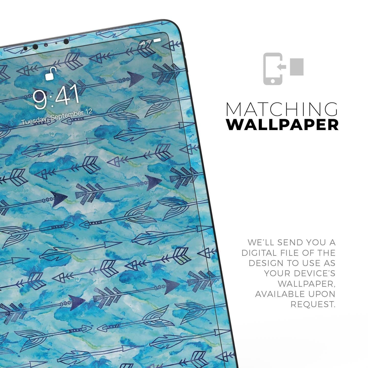 image-Blue Tribal Arrow Pattern - Full Body Skin Decal for the Apple iPad