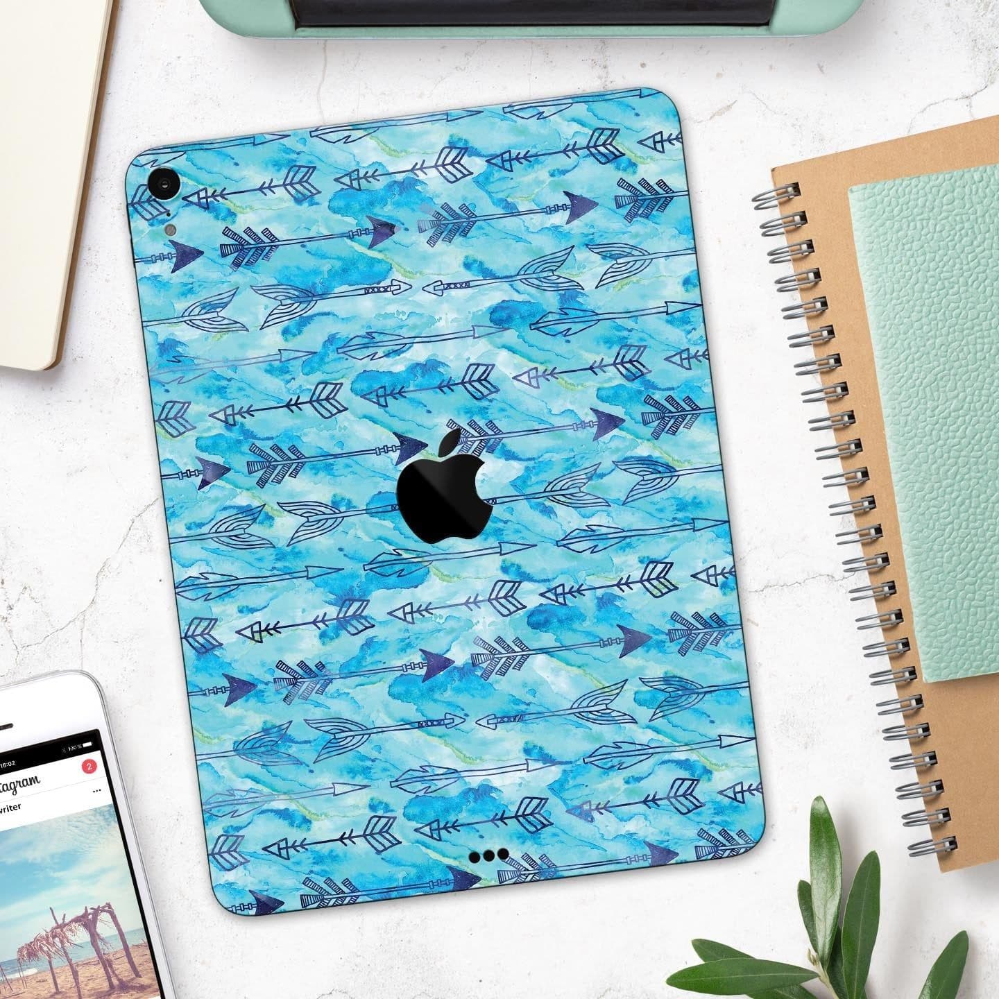 image-Blue Tribal Arrow Pattern - Full Body Skin Decal for the Apple iPad