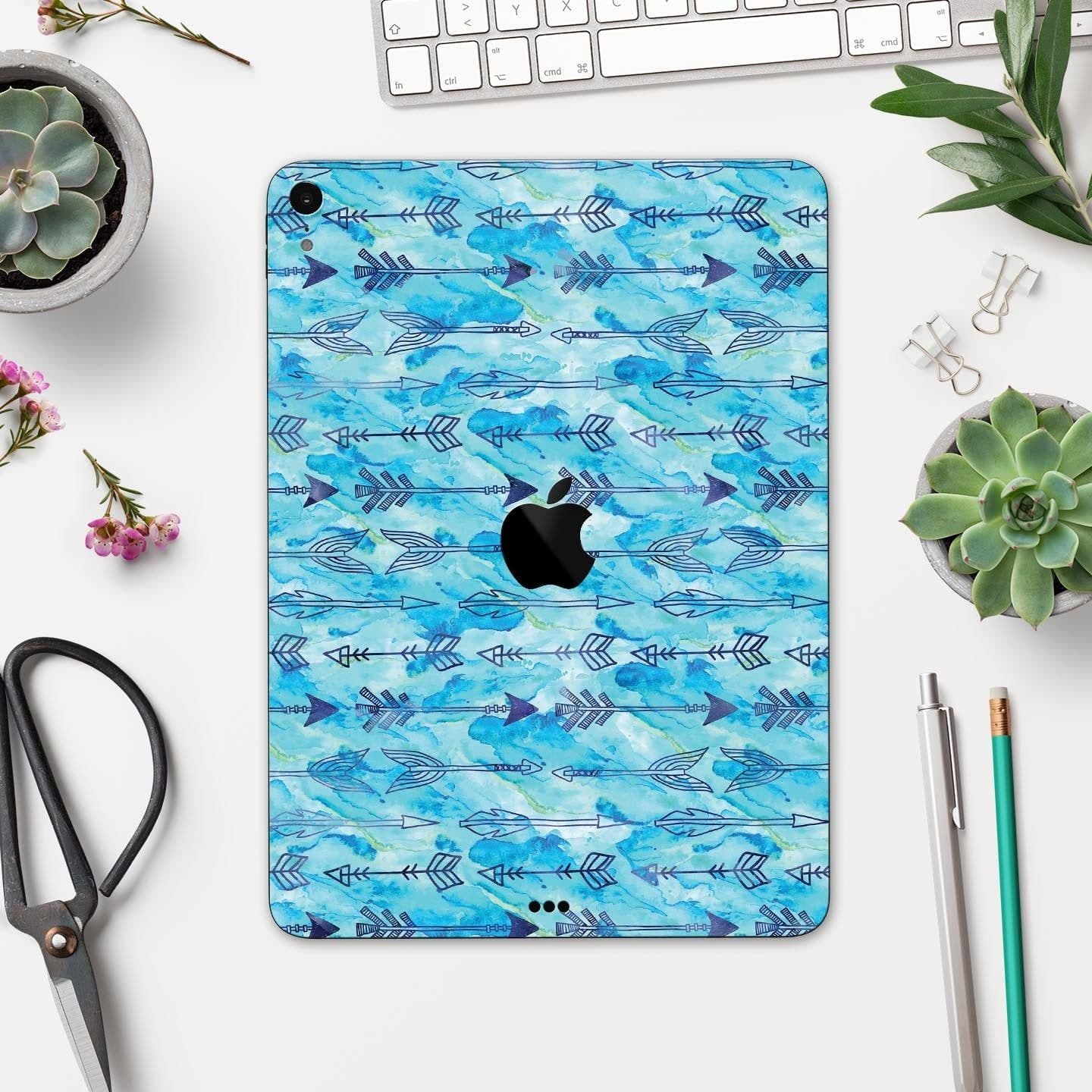 image-Blue Tribal Arrow Pattern - Full Body Skin Decal for the Apple iPad