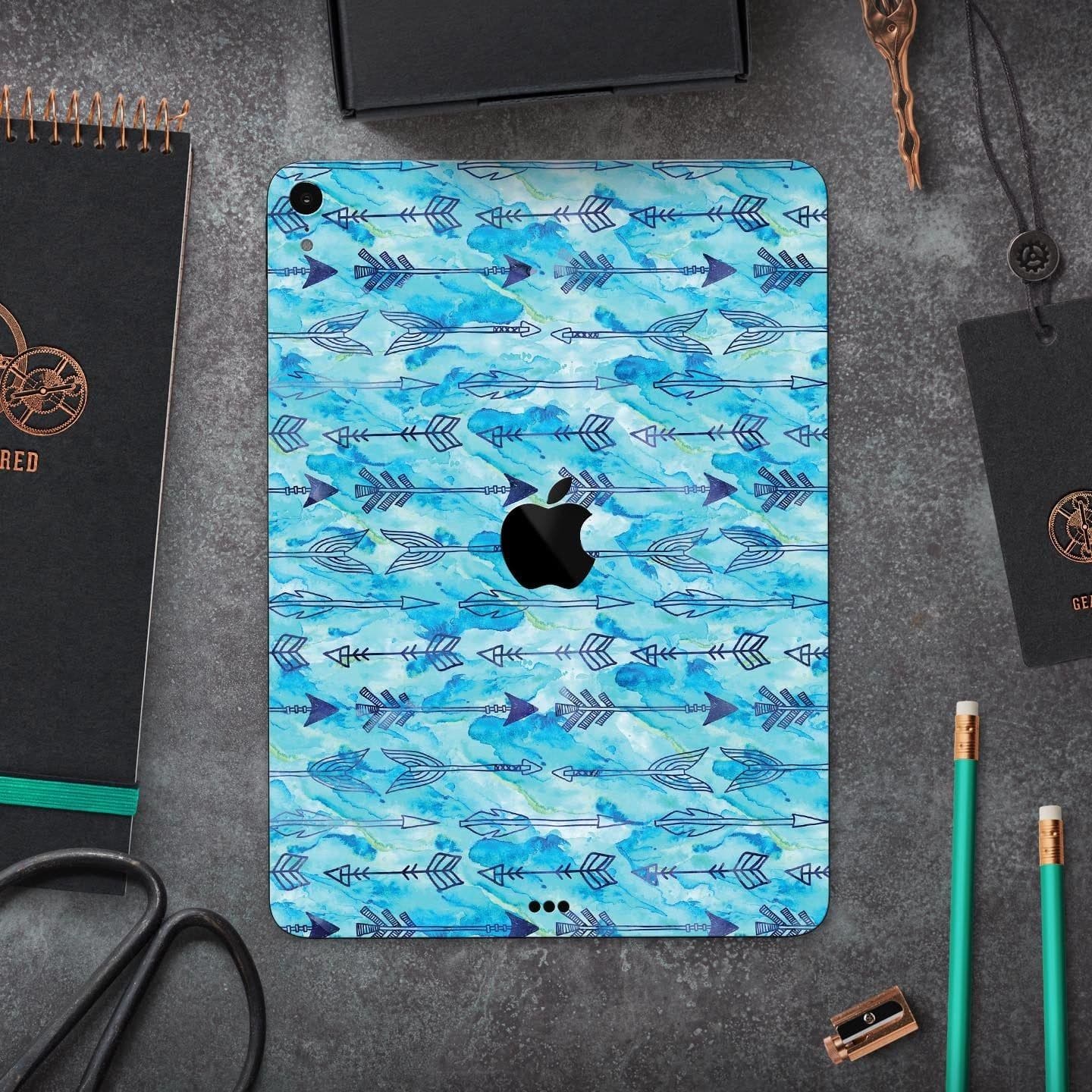 image-Blue Tribal Arrow Pattern - Full Body Skin Decal for the Apple iPad