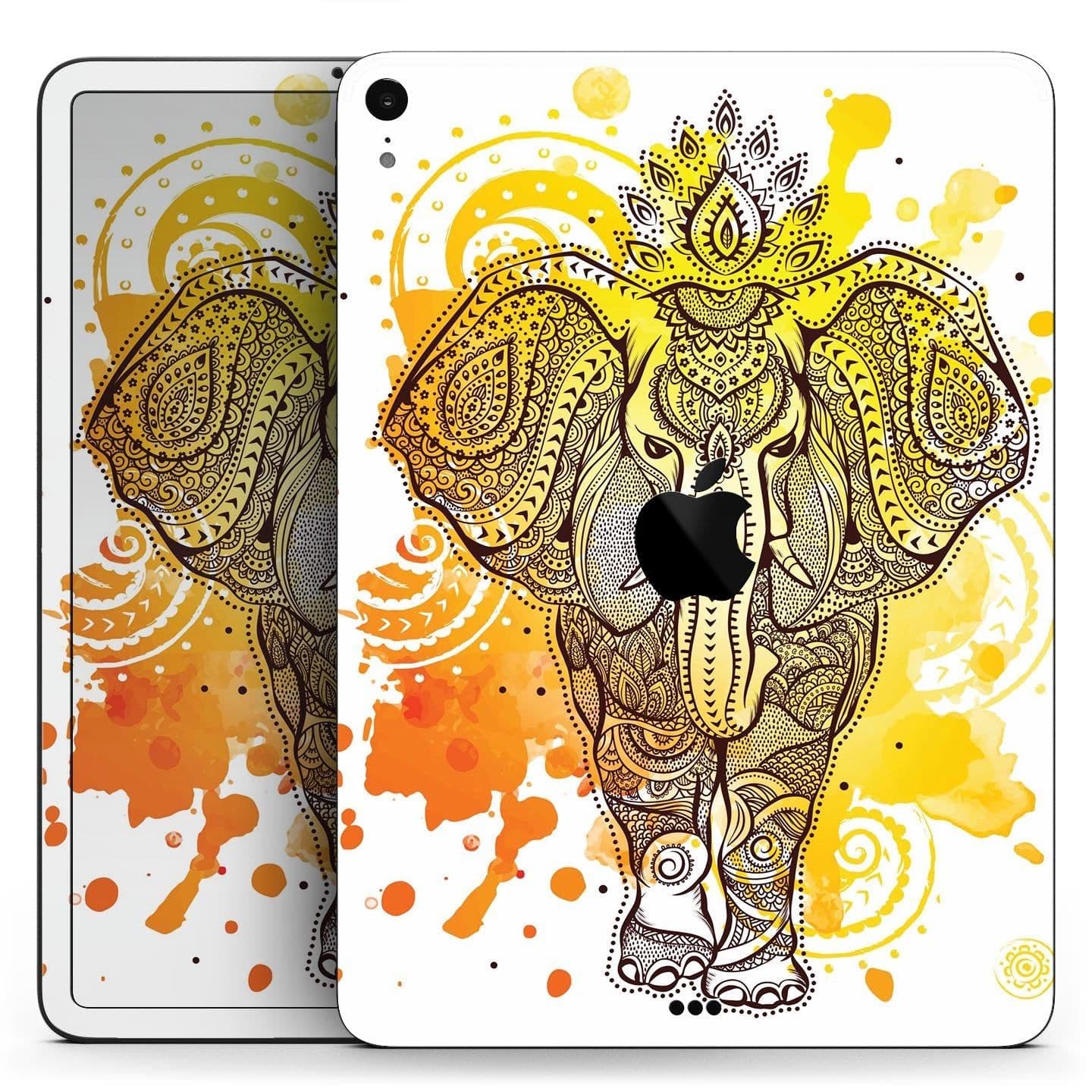 image-Bright Orange Ethnic Elephant - Full Body Skin Decal for the Apple