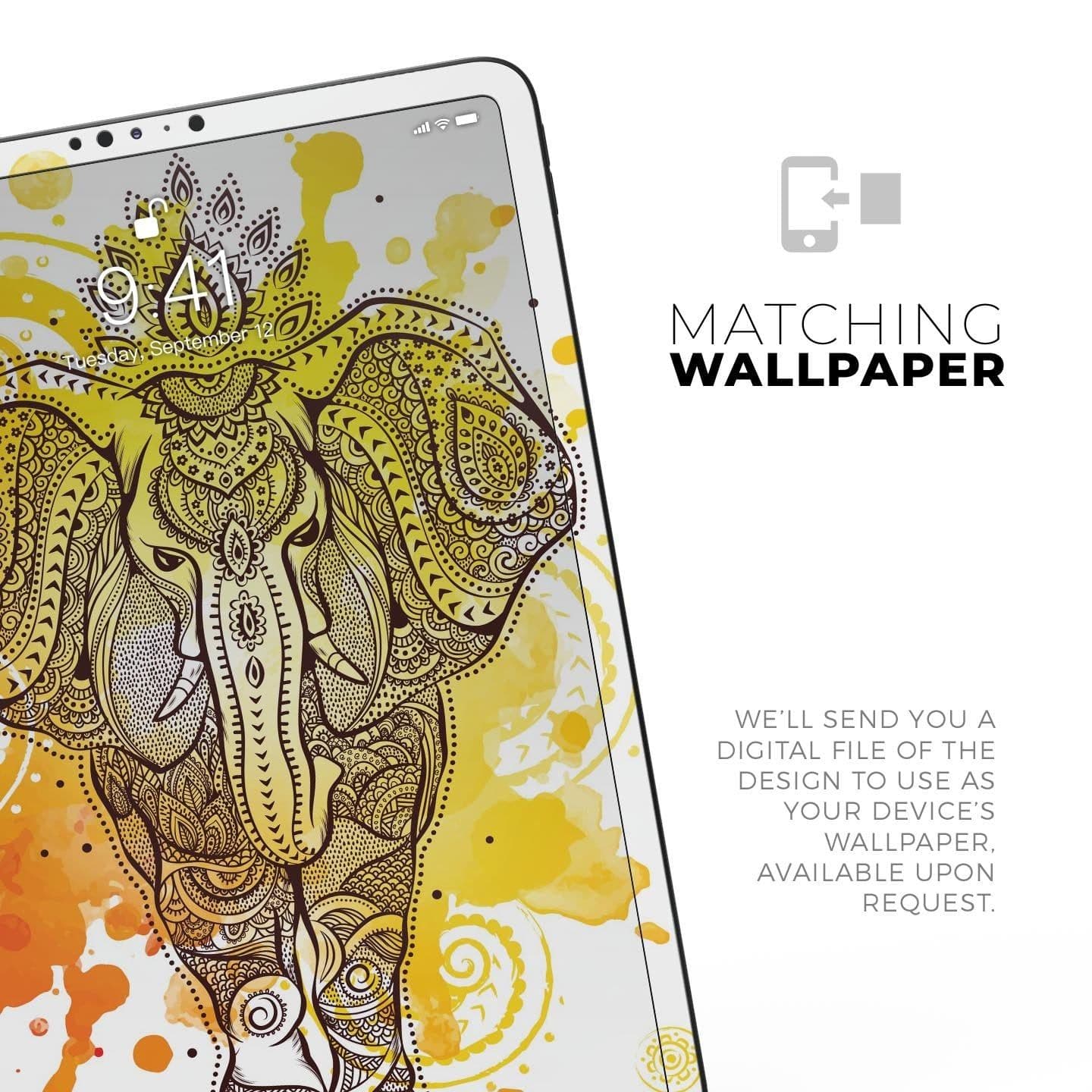 image-Bright Orange Ethnic Elephant - Full Body Skin Decal for the Apple