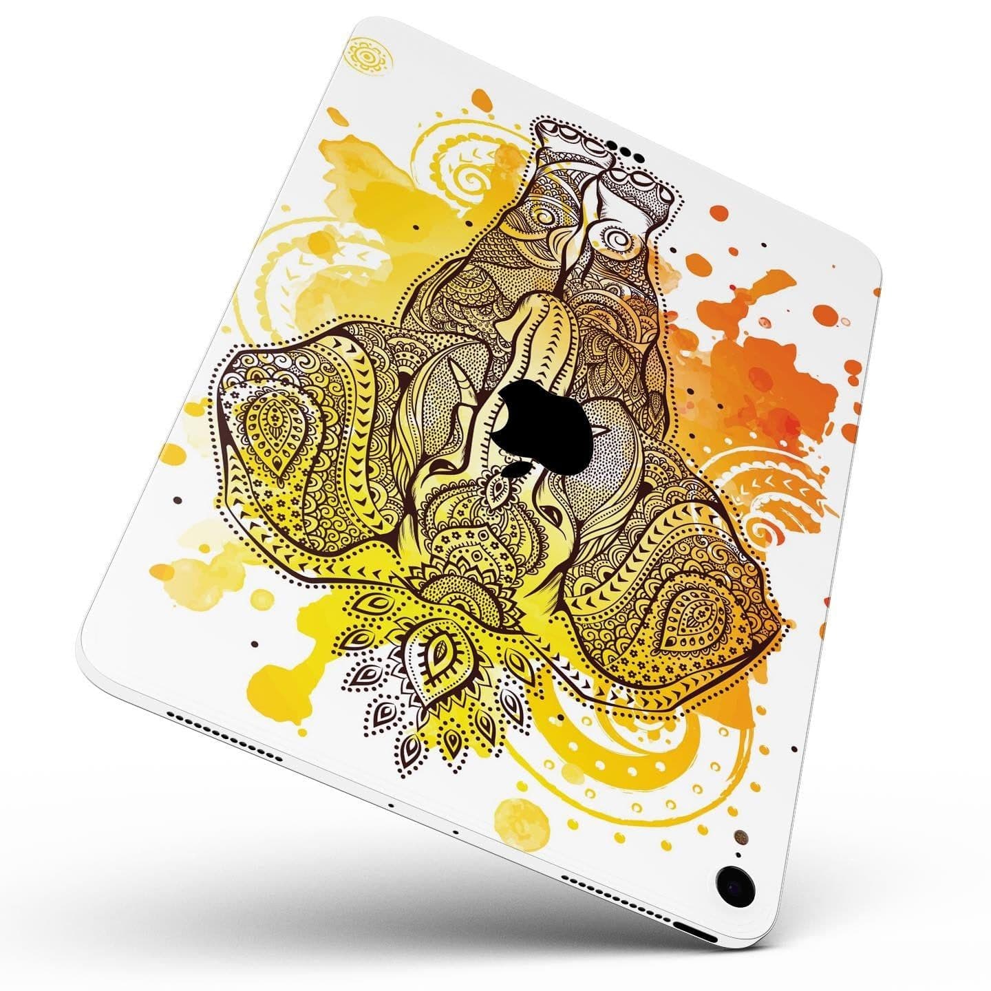 image-Bright Orange Ethnic Elephant - Full Body Skin Decal for the Apple