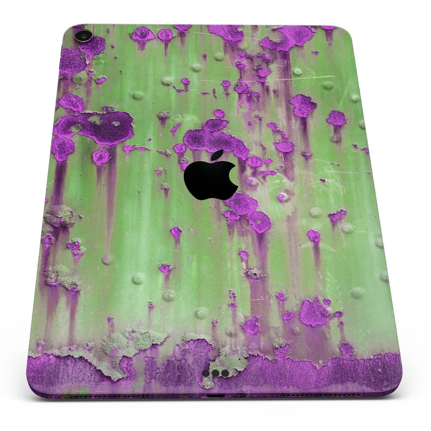 image-Green Metal with Purple Rust - Full Body Skin Decal for the Apple iPad
