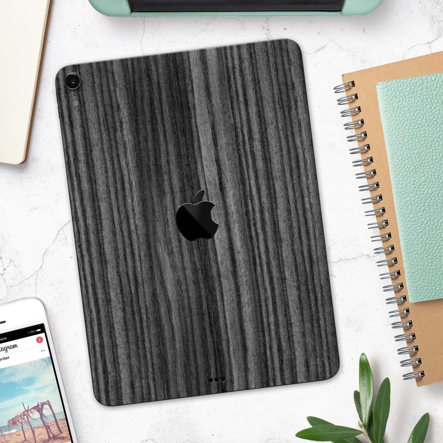 image-Dark Ebony Woodgrain - Full Body Skin Decal for the Apple iPad Pro