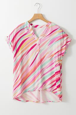 image-Multicolour Abstract Print High Low Blouse