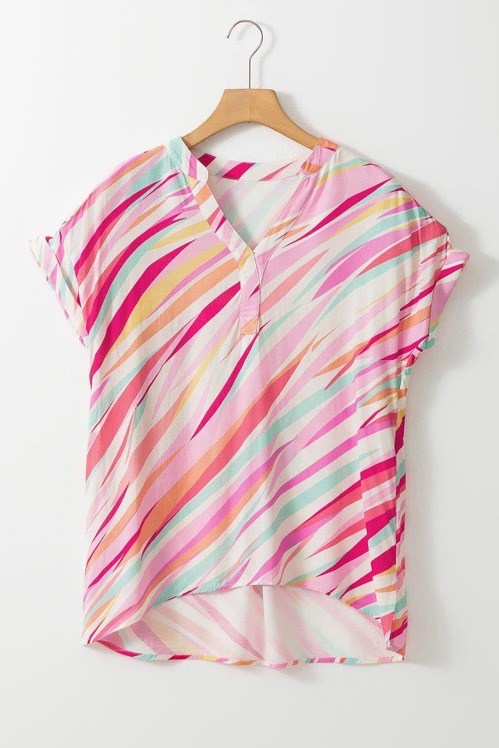 image-Multicolour Abstract Print High Low Blouse