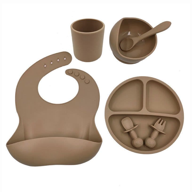 image-Baby Cutlery Set Silicone Bib Silicone Cup Spoon